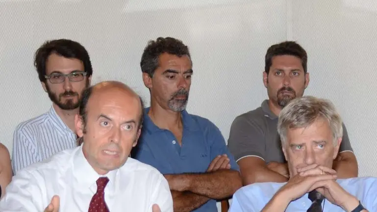 Interpress/Mazzega Venezia, 11.07.2017.- Comune di Venezia Commissione licenziamenti Thetis. Nella foto da sx Amm.Delegato Thetis Montanari ed alla sua dx Commissario Consorzio Venezia Nuova Giuseppe Fiengoe e Francesco Ossola