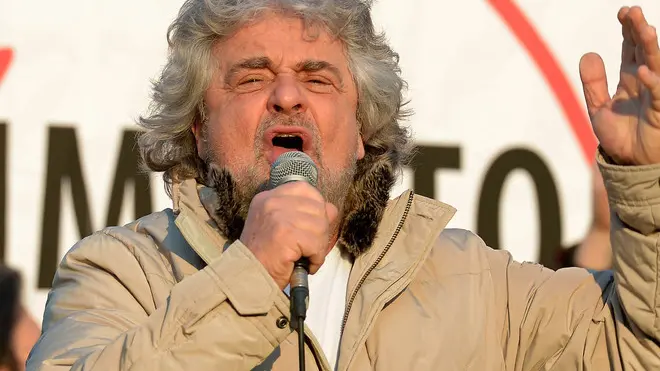 Torino, 16.02.13, Piazza Castello, Tsunami Tour Beppe Grillo Movimento 5 Stelle - nella foto: Beppe Grillo