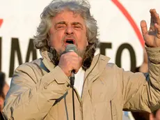 Torino, 16.02.13, Piazza Castello, Tsunami Tour Beppe Grillo Movimento 5 Stelle - nella foto: Beppe Grillo