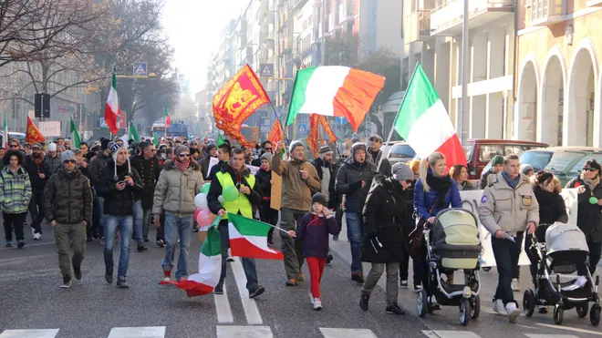 Corteo di protesta dei forconi per le vie di Mestre