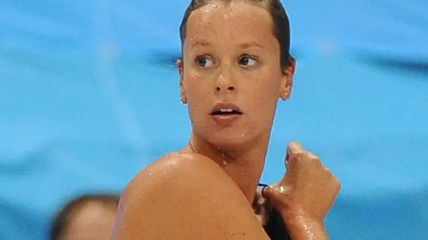 Federica Pellegrini of Italy reacts after the final of the Women's 200m Freestyle event during the Swimming competition held at the Aquatics Center during the London 2012 Olympic Games in London, England, 31 July 2012. ANSA/ETTORE FERRARI