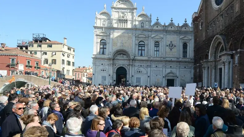 Interpress\M.Tagliapietra venezia 31,03,2019.- Manifestazione contro declassamento Ospedale Civile di Venezia. Campo SS. Giovanni e Paolo.