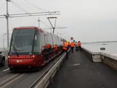 Giro di prova del tram Parco di San Giuliano e Ponte della Libertà.