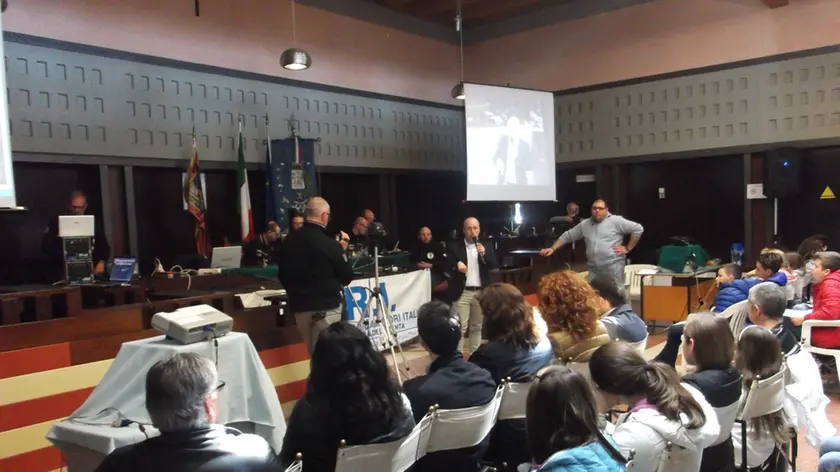 I ragazzi durante il collegamento con la Stazione Spaziale