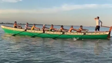 La barca veneziana in allenamento