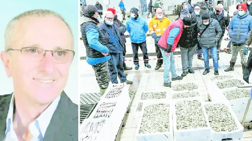 Il neo direttore Aldino Padoan e a fianco la sala aste del Mercato ittico all’ingrosso di Chioggia